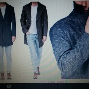 Wool Blend Herringbone Coat - Men's 2X